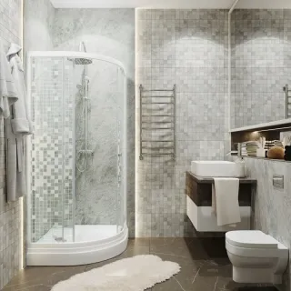 Душевая кабина Triton Стандарт-Мозаика Щ0000061791 100x100 см профиль белый стекло мозаика